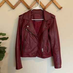 Blank NYC Red Faux Leather Jacket Gunmetal accents